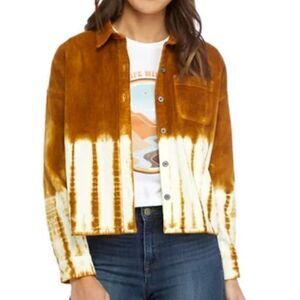 NWT True‎ Craft Women's Corduroy Shirt Jacket Brown Bleach Dye Size Small